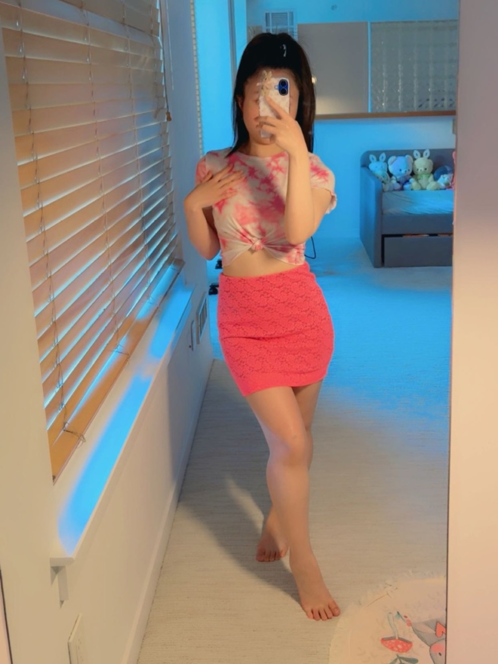 Pink tie dye crop top